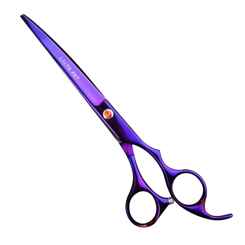 [Australia] - LILYS PET Professional PET Dog Grooming Coated Titanium Scissors Suit Cutting&Curved&Thinning Shears 7.0 inches Purple 