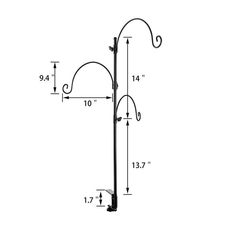 iBorn Deck Bird Feeder Pole Balcony Bird Feeder With Three Adjustable Feeder Hanging Kits For The Garden,patio,deck,or fence,Attracting Wild Birds Bird Feeder Planter Hanger (Feeders are not included? Three Hooks - PawsPlanet Australia