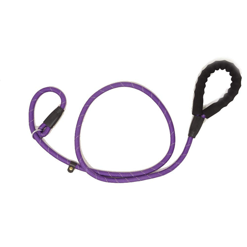 [Australia] - yueton Adjustable Loop Slip Lead Rope Pet Dog Reflective Stripe Nylon Leash with Sponge Handle Purple 