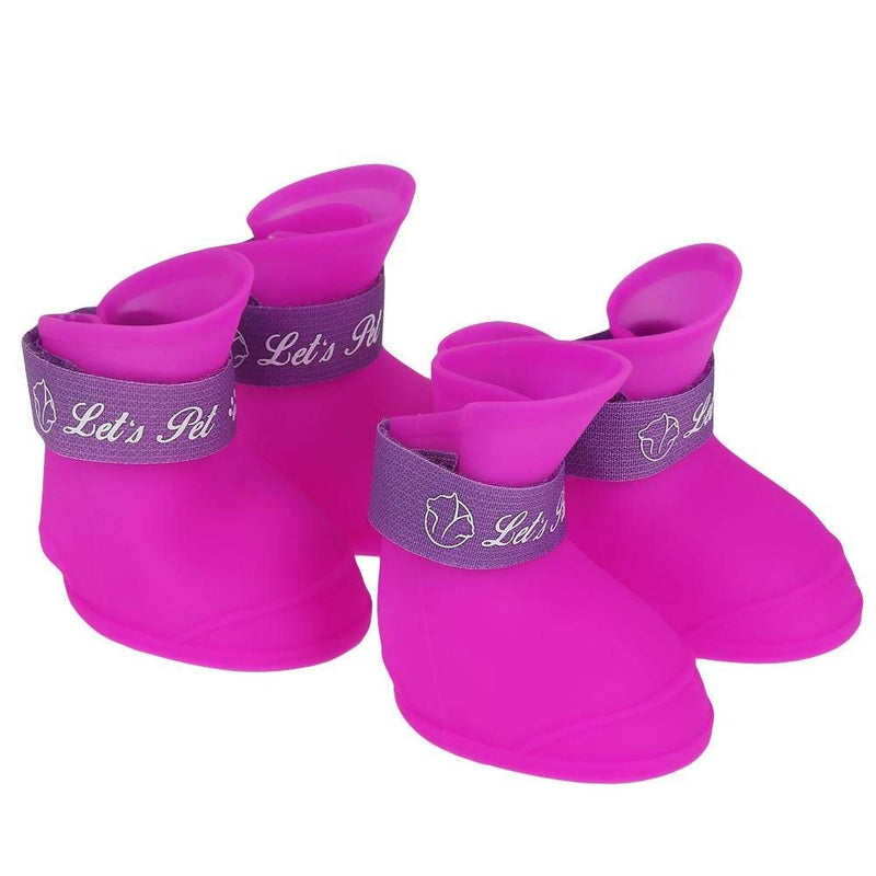 Fdit 4Pcs Pet Dog Rain Shoes Silicone Waterproof Anti-slip Protective Rain Shoes for Dog Small Animal (L/Purple) - PawsPlanet Australia