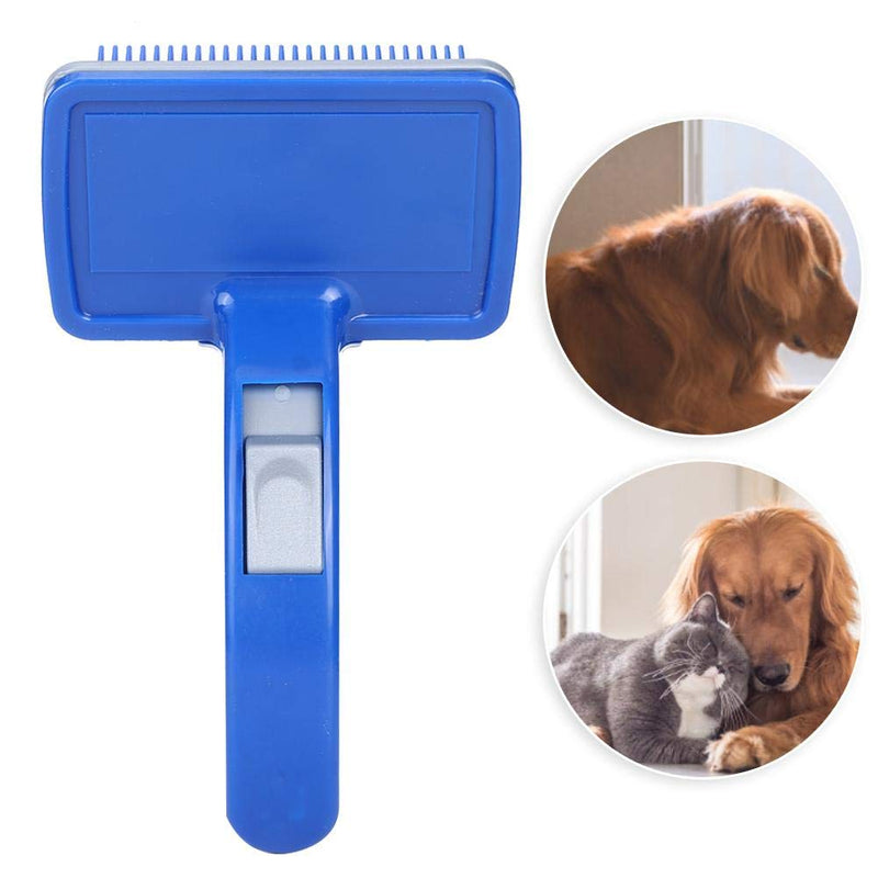 Pet Hair Comb Plastic Blue Pet Automatic Hair Removal Open Knot Comb Cleaning Care Accessories Hair Cleaning Brush for Cats Dogs - PawsPlanet Australia