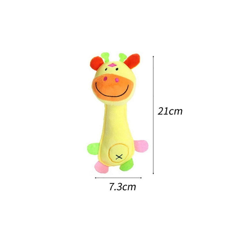 Bark and Purr Pet Dog, Cat Funny Fleece Toy, Durable, Squeak sound Packet of 3, Colours Pink, Yellow, Brown Size 21 cm L 7.3 cm W - PawsPlanet Australia