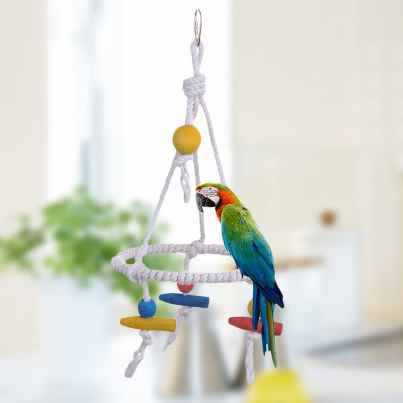[Australia] - Hypeety Pet Bird Parrot Swing Hanging Toy Parakeet Budgie Cockatiel Cage Hammock Swing Toy Round Cotton Rope Tri Toy Hanging Toy 