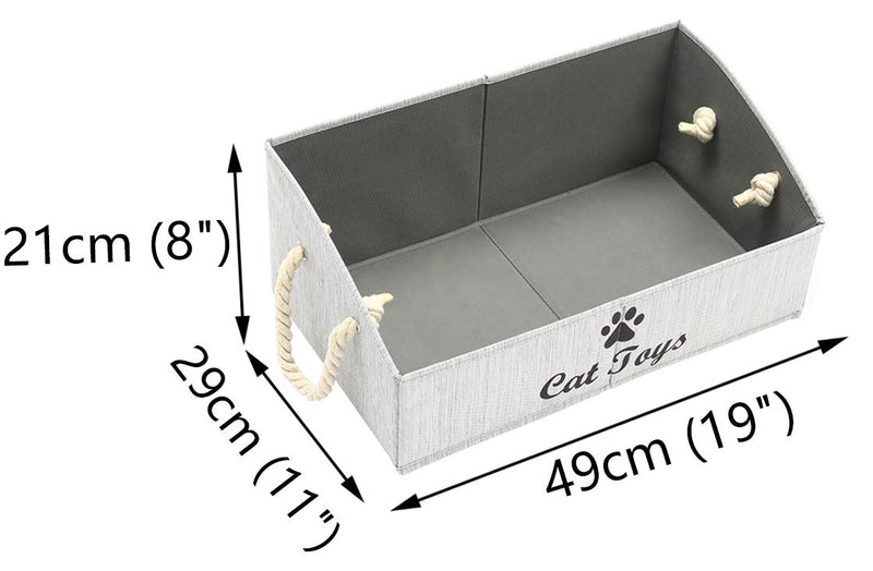Morezi Canvas Pet Toy and Accessory Storage Bin, Basket Chest Organizer - Perfect for Organizing Pet Toys, Blankets, Leashes and Food 0605 Cat Grey - PawsPlanet Australia