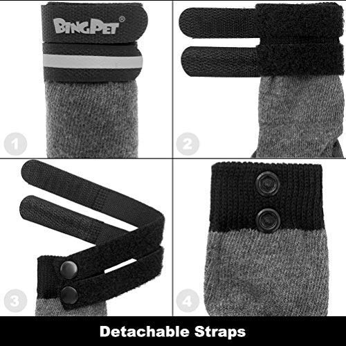 BINGPET Dog Socks Anti-Slip with Straps Paw Protector Traction Control Waterproof for Indoor Outdoor Wear for Medium Dogs L - PawsPlanet Australia