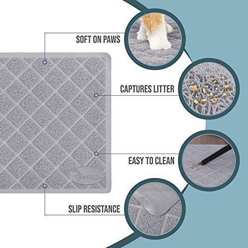 [Australia] - Pet Union Jumbo Cat Litter Mat, 35 x 22 in, Fashionable Design, Phthalate Free, Captures and Traps Litter, Slip-Resistant, Soft on Paws, Premium Comfort for Your Furry Friend! (Light Grey) 