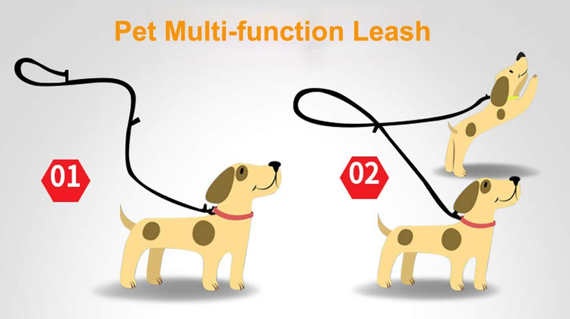 Tineer Pet Adjustable Hands Free Nylon Multi-fuctional Reflective Dog Lead Leash for Walking Training Dog Leashes (M, Orange) M - PawsPlanet Australia