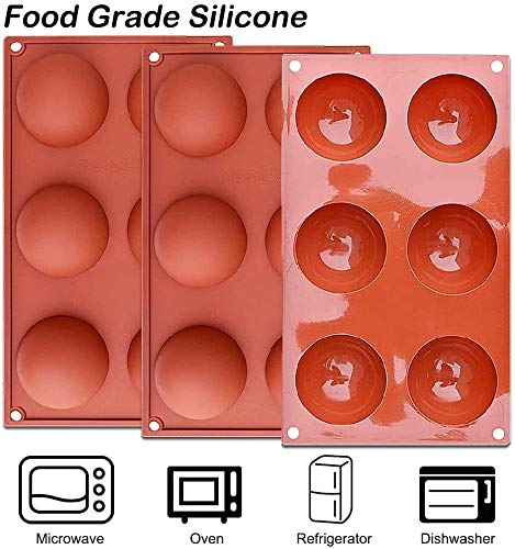 6-Cavity Semi Sphere Silicone Mould 6 Holes 3D Half Ball Sphere Mold for Chocolate Jelly Pudding Candy Dome Mousse Cake Decoration Baking Tool Bakeware Set (2PCS) 2PCS - PawsPlanet Australia