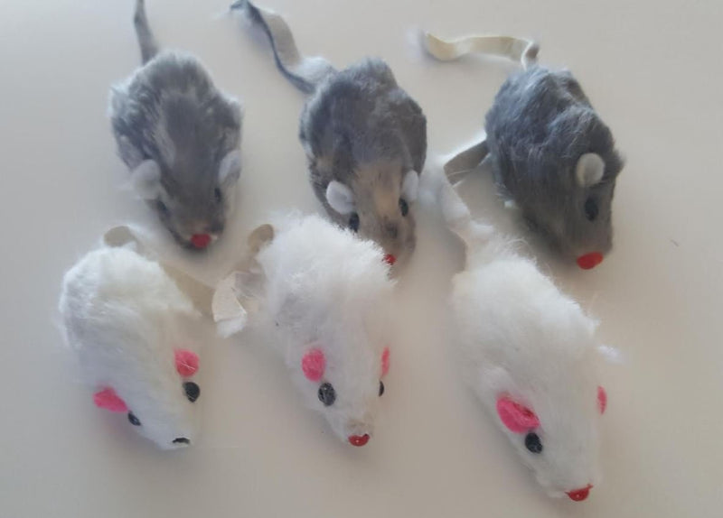 Real Rabbit Fur Mice Cat Toys 6-pack - PawsPlanet Australia