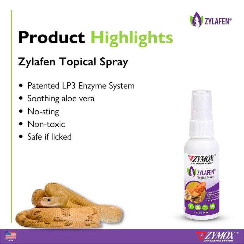 Zymox Zylafen Topical Spray for Reptiles, 2 oz. – Supports Healthy, Complete Shedding for Lizards, Snakes, Turtles & Frogs – Soothes Irritated Skin: Abrasions, Wounds, & Abnormal Shedding - PawsPlanet Australia