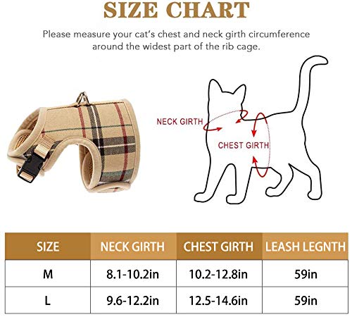 Cat Harness and Leash for Walking Adjustable Escape Proof Harness Soft Vest Harnesses for Medium Cats Cream - PawsPlanet Australia
