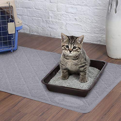 [Australia] - Pet Union Jumbo Cat Litter Mat, 35 x 22 in, Fashionable Design, Phthalate Free, Captures and Traps Litter, Slip-Resistant, Soft on Paws, Premium Comfort for Your Furry Friend! (Light Grey) 