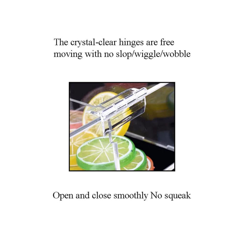 Binzzo Clear Acrylic Hinge Transparent Folding Lightweight 65x42mm Crystal Plastic Smoothly Open Close No Squeak Easy Glue Strong Sturdy for Attach Aquarium Lid Cover Hang Plexiglass Cabinet 10pcs - PawsPlanet Australia