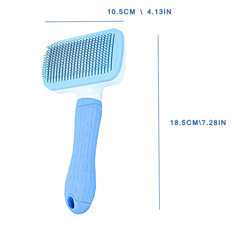 FymuSing Self Cleaning Pet Brush for Dog and Cat, Grooming Brush with Long and Soft Hair Blue - PawsPlanet Australia