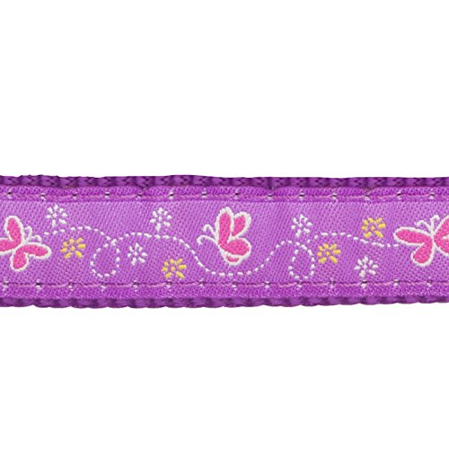 Red Dingo Butterfly Dog Collar, Large, Purple Butterfly Purple L - PawsPlanet Australia