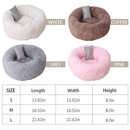 TINTON LIFE Luxury Plush Pet Bed with Pillow for Cats Small Dogs Round Cuddler Oval Cozy Self-Warming Cat Bed for Improved Sleep, Coffee S S 13.82 x13.82 x8.7" - PawsPlanet Australia