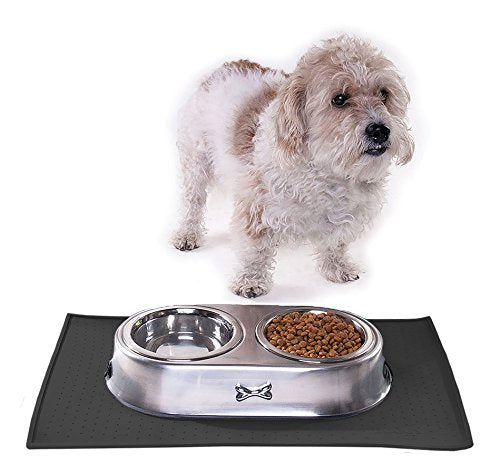 [Australia] - My Doggy Place Dog Cat Food Feeding Mat, Non Slip FDA Silicone LARGE MAT BLACK 