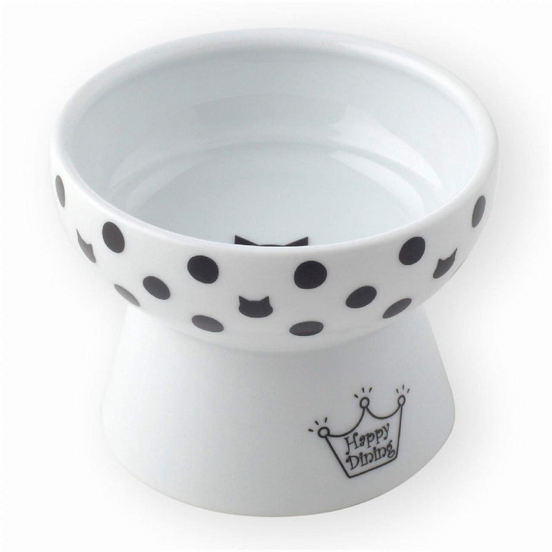 [Australia] - Necoichi Raised Cat Food Bowl, Stress Free, Backflow Prevention, Dishwasher and Microwave Safe, Made to EC & ECC European Standard Cat Dots 