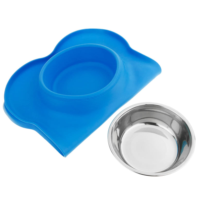 PrimeMatik - Pet bowl in stainless steel. Feeder for dogs and cats with non-slip silicone tray - PawsPlanet Australia