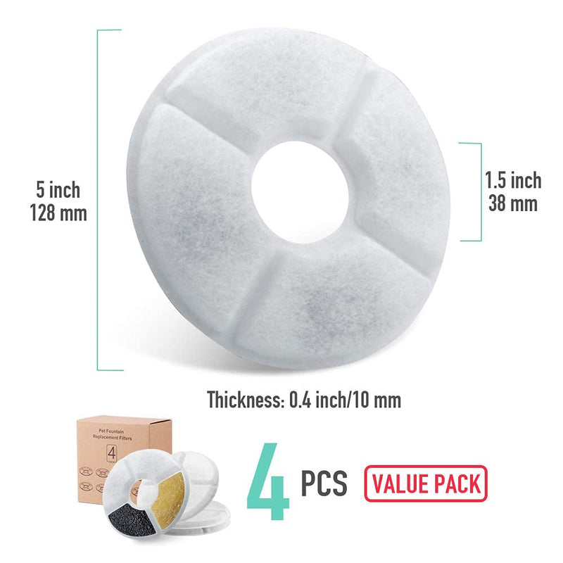 4 Packs Filters for Cat Water Fountains, Pet Fountain Replacement Filters with Resin and Active Carbon for Automatic Flower Water Dispenser Drinking Fountain Replacement Filters 4 Pack - PawsPlanet Australia