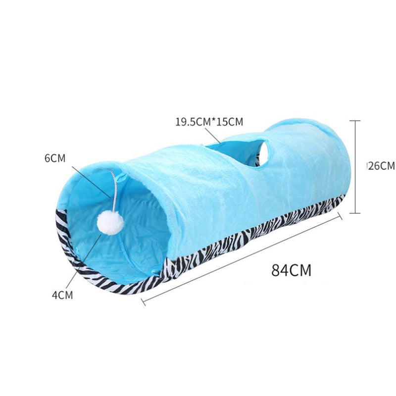 MJEMS Cat Tunnel with Play Ball, Small Pet Interactive Peek-a-Boo Chute Cat Tube Toy, Camouflage S-Tunnel for Indoor Cat, Best for Puppy, Kitty, Kitten, Rabbit, Hideout Winter Warm Velvet Cage Blue - PawsPlanet Australia