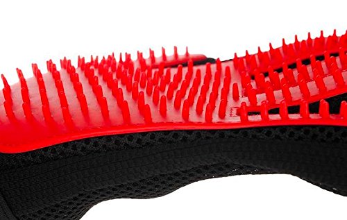 [Australia] - Kwality Pet Grooming Glove - Gentle Deshedding Brush Glove - Efficient Pet Hair Remover Mitt - Massage Tool with Enhanced Five Finger Design - Perfect for Dogs & Cats with Long & Short Fur red 