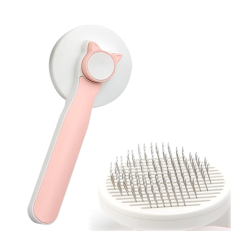 Marchul Cat Grooming Brush, Self-Cleaning Slicker Brushes for Cats, Shedding Brush for Long-Haired and Short-Haired Cats, Kitten Fur Brush for Removing Loose Undercoat (Pink) Pink - PawsPlanet Australia