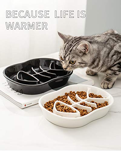 Slow Feeder Cat Dog Bowl Ceramic Kitten Bowl Fun Interactive Feeder Bowl Preventing Pet Feeder Anti-Gulping Healthy Eating Diet cat Bowls - PawsPlanet Australia