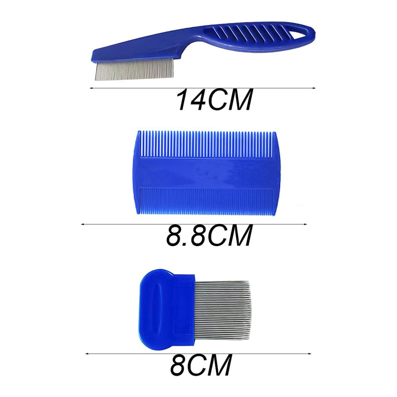 Lice comb, 3 pieces flea comb, lice comb, metal teeth lice comb, plastic double-sided nit comb - PawsPlanet Australia
