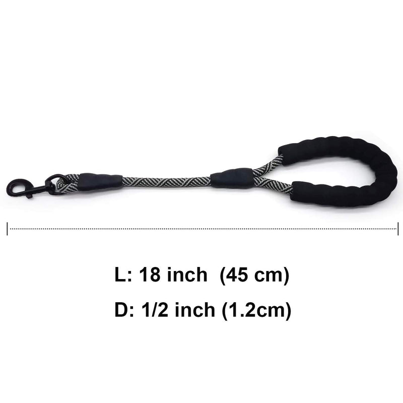 Mycicy Short Dog Lead- 18 Inch Rope Traffic Lead with Padded Handle- 1/2 Strong Nylon Tab Lead for Medium Large Dogs Training Walking (1/2"(D) x 18"(L), black) 1/2"(D) x 18"(L) - PawsPlanet Australia