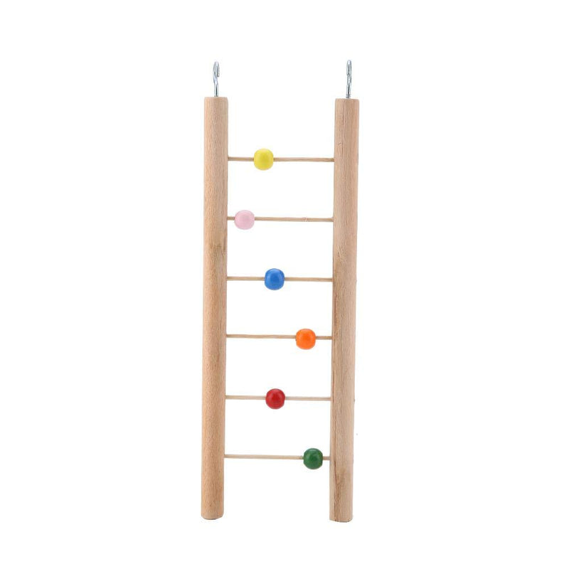 Pet Parrot Wood Ladder Pet Chewing Stairs Standing Slide Ladder Bird Cage Climbing Hanging Toys Parrot Educational Toys with Colorful Beads or Bells(With Beads) With Beads - PawsPlanet Australia