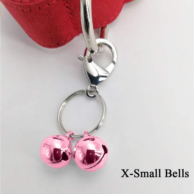 IVIA PET 4 Sets Cat Bell for Dog Collar Charm Training Pet Pendant Accessories with 2 Pack Stainless Steel Dog Tag Clips X-S Pink - PawsPlanet Australia
