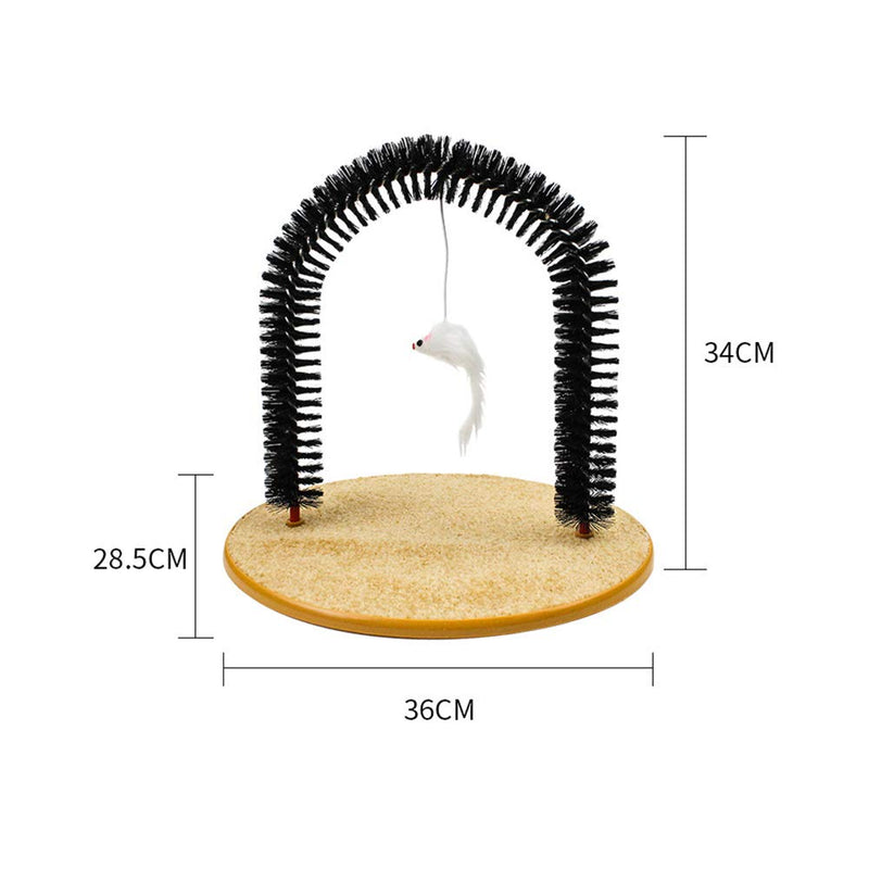 [Australia] - QCWN Cat Scratcher Grooming Arch, Pet Self Groomer Massager with Funny Toy, Cat Arch Self Massage Brush Hair Trimming Brush for Controlling Shedding, Healthy Fur and Claws Black 