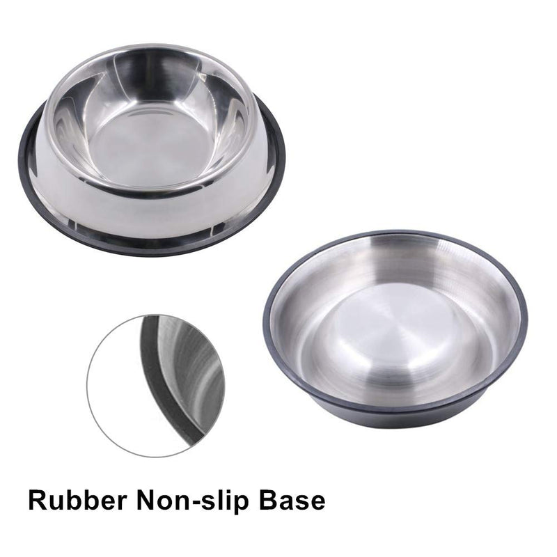 Kuiji Pets Bowls for Cats & Dogs Stainless Steel Non-slip Water Bowl Feeder Bowl Rubber Base (S, Silver) - PawsPlanet Australia