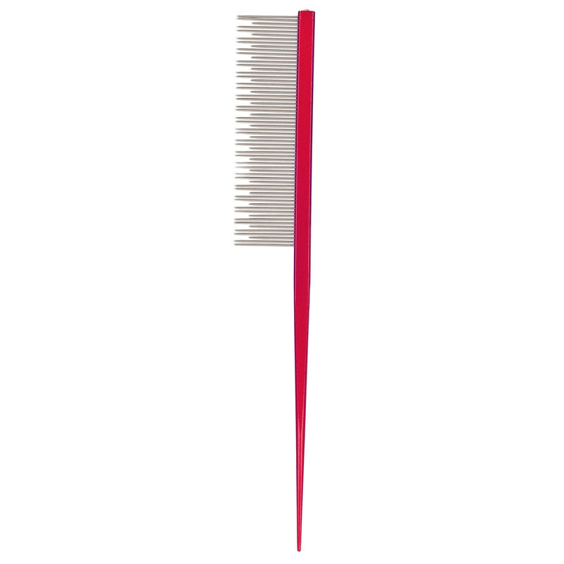 01 02 015 Pet hair comb, gentle static free, comfortable handle, effective dog comb with long and short stainless steel teeth for long-haired, short-haired dogs and cats, red - PawsPlanet Australia