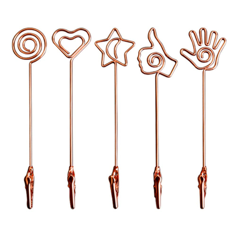 SUPVOX 10pcs Place Card Holders Double End Wire Card Holder Metal Wire Alligator Clamp Photo Clip for Christmas Decoration Rose Gold Heart - PawsPlanet Australia