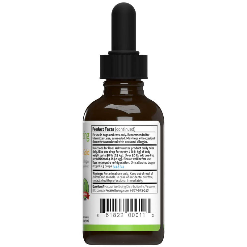 Pet Wellbeing - Nettle-Eyebright Gold For Dogs - Natural Support For Dog Allergies - 2Oz (59Ml) - PawsPlanet Australia