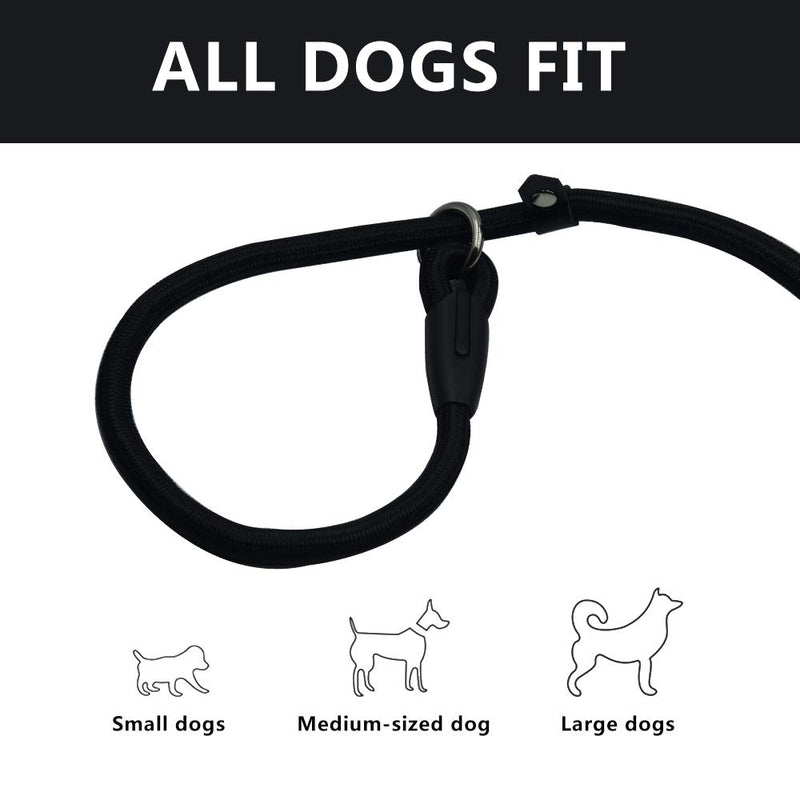 [Australia] - HDY Durable Dog Slip Leash Rope, 4.5 FT Dog Training Leash, Strong Slip Lead, Standard Adjustable Pet Slipknot Nylon Leash for Small Medium Dogs(10-80 lb) Black 