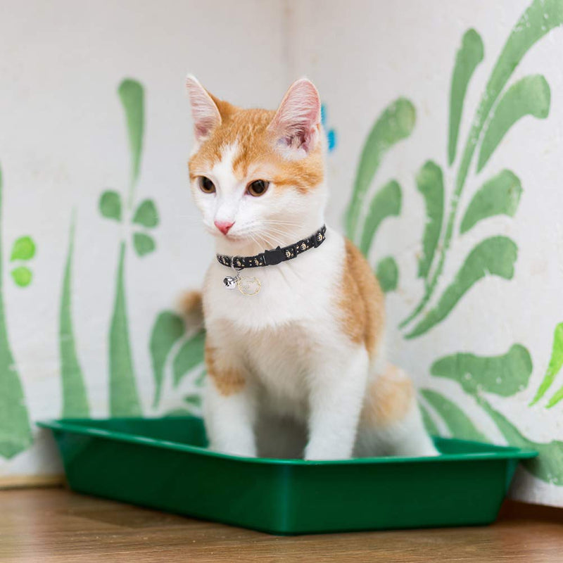 [Australia] - PUPTECK Breakaway Cat Collar with Bell 3 Pack - Charming Luminous Safe Adjustable Moon Pattern Kitten Collars with Star Pendant, Glow in The Dark 