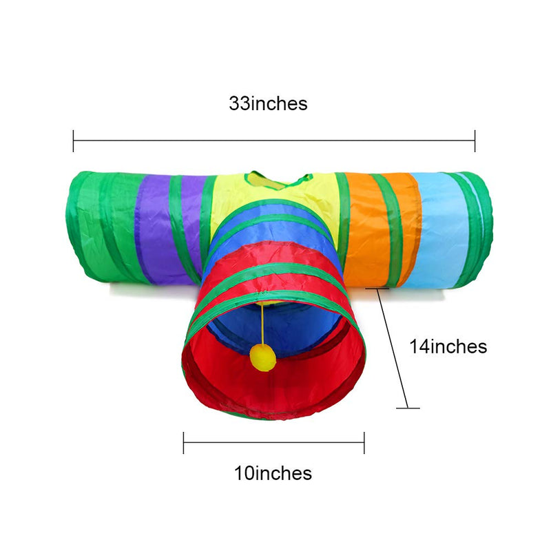 Ace One 3 Way Cat Tunnel Pet Tube Collapsible Play Toy Indoor Outdoor Kitty Puppy Toys for Puzzle Exercising Hiding Training and Running with Fun Ball Catnip and Feather Toy - PawsPlanet Australia