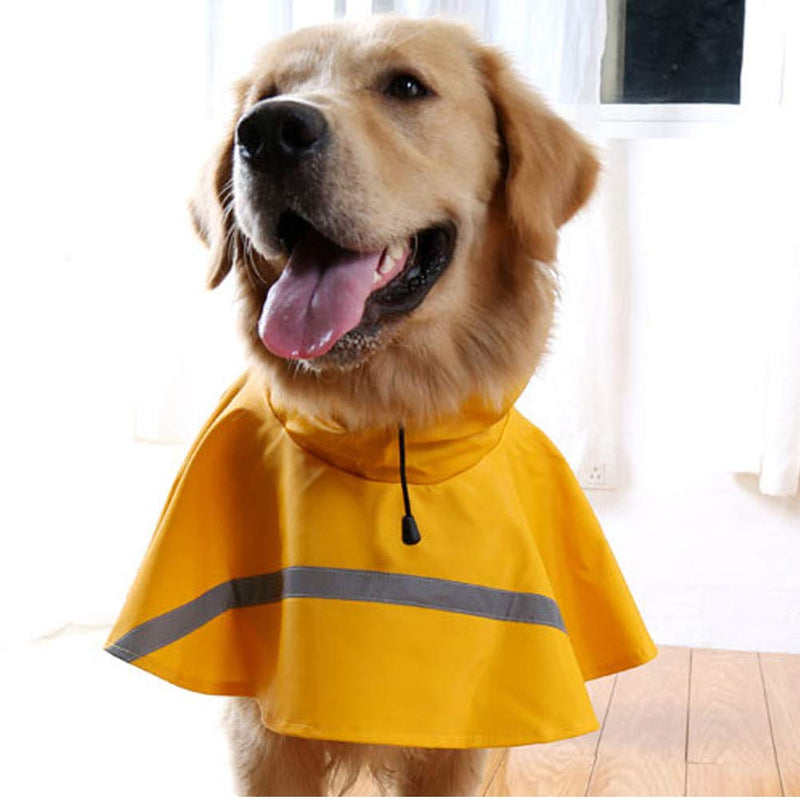 HAPEE Dog Raincoats for Large Dogs with Reflective Strip Hoodie,Rain Poncho Jacket for Dogs L (Back Length 20") A1-Yellow - PawsPlanet Australia