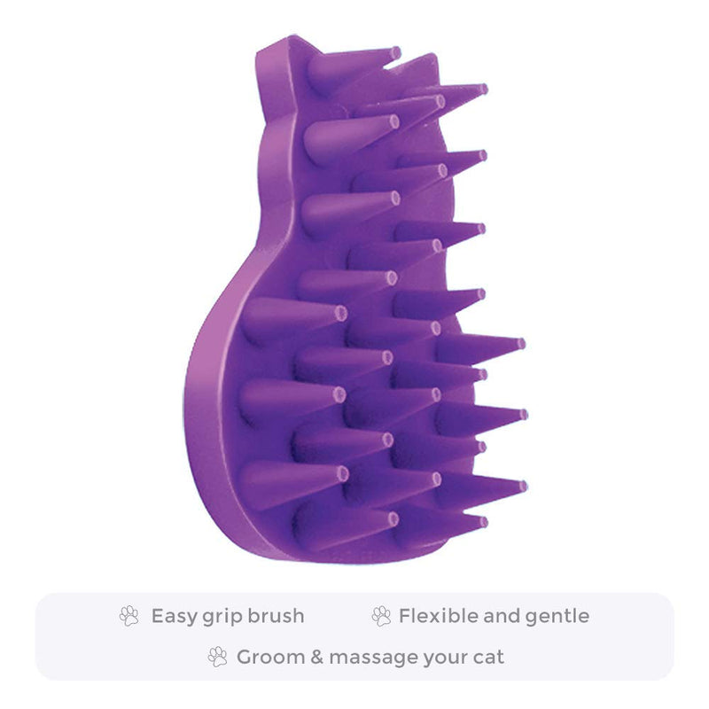 KONG - Cat ZoomGroom - Soft, Rubber Grooming and Massage Brush for Cats Purple - PawsPlanet Australia