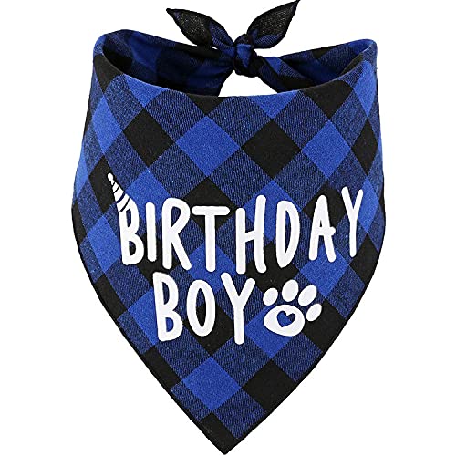 Dog Birthday Boy Bandana,Dog Bandana Christmas Birthday Gift Washable Triangle Scarf Soft Pet Decorations Neckerchief Bow Ties for Small Medium Dog (Blue) - PawsPlanet Australia