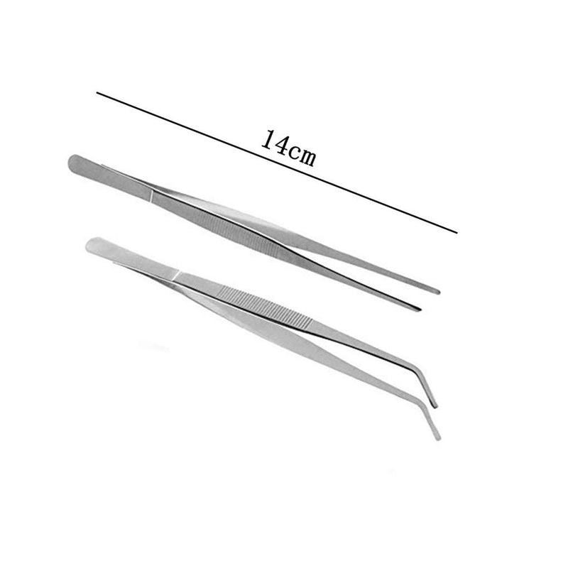 Dzrige 5.5 Inch Stainless Steel Tweezers Feeding Tongs for Aquarium Fishtank Reptile Lizards Gecko Spider - Straight and Curved (2pcs) - PawsPlanet Australia