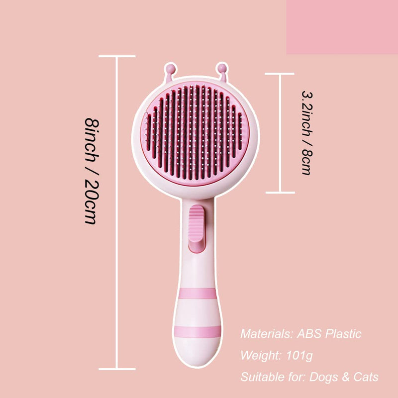 FEimaX Dog Brush Cat Grooming Brush Pet Self Cleaning Slicker Brushes for Long and Short Haired Dogs Cats Shedding Tool Comb Removes Loose Undercoat Dirt & Fur, Mats and Tangles (Pink) Pink - PawsPlanet Australia