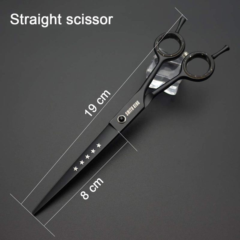 7.0 inches Professional Dog Grooming Scissors Set Straight & thinning & Curved & chunkers & comb 5pcs in 1 Set for left-handed & right handed Black - PawsPlanet Australia