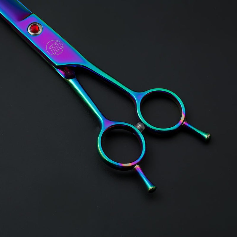 Moontay Professional 9.0 inch Upward Curved Barber Hair Cutting Scissors Salon Shears for Pet Groomer or Family DIY (Multi-colored) Multi-colored - PawsPlanet Australia