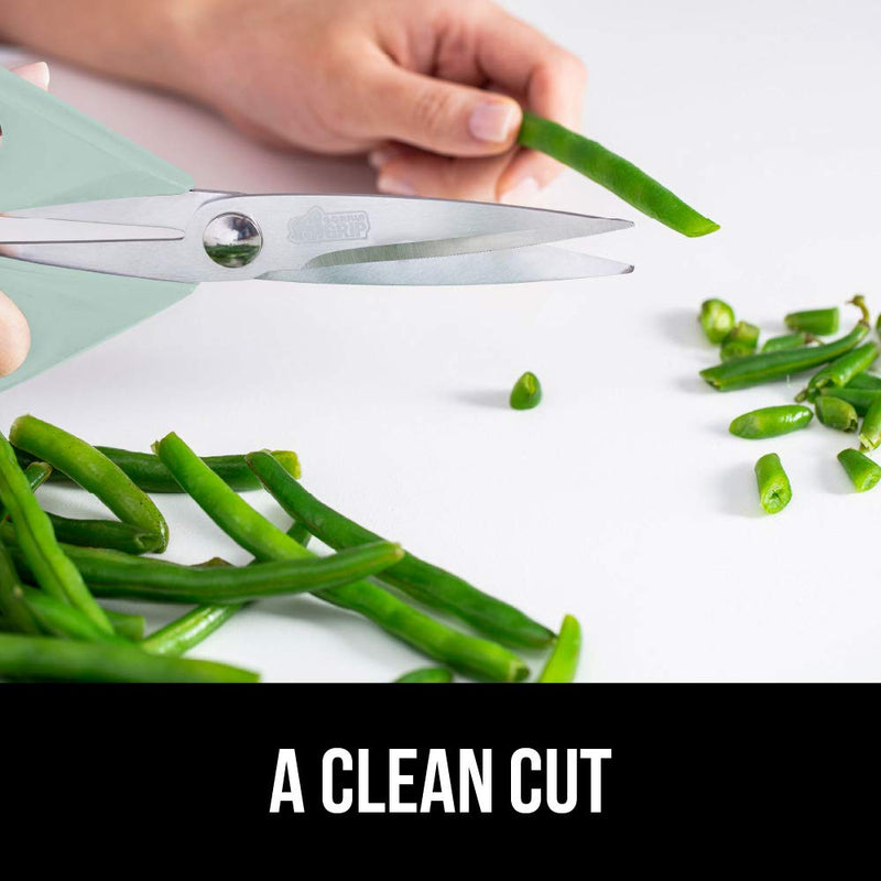 Gorilla Grip Premium Kitchen Shears, Rust Resistant Stainless Steel Sharp Blades, Soft Comfortable Handle, Includes Blade Cover, Multi Use Scissors Cutting Tool, Cut Chicken, Meat, Herbs, Mint 1 - PawsPlanet Australia