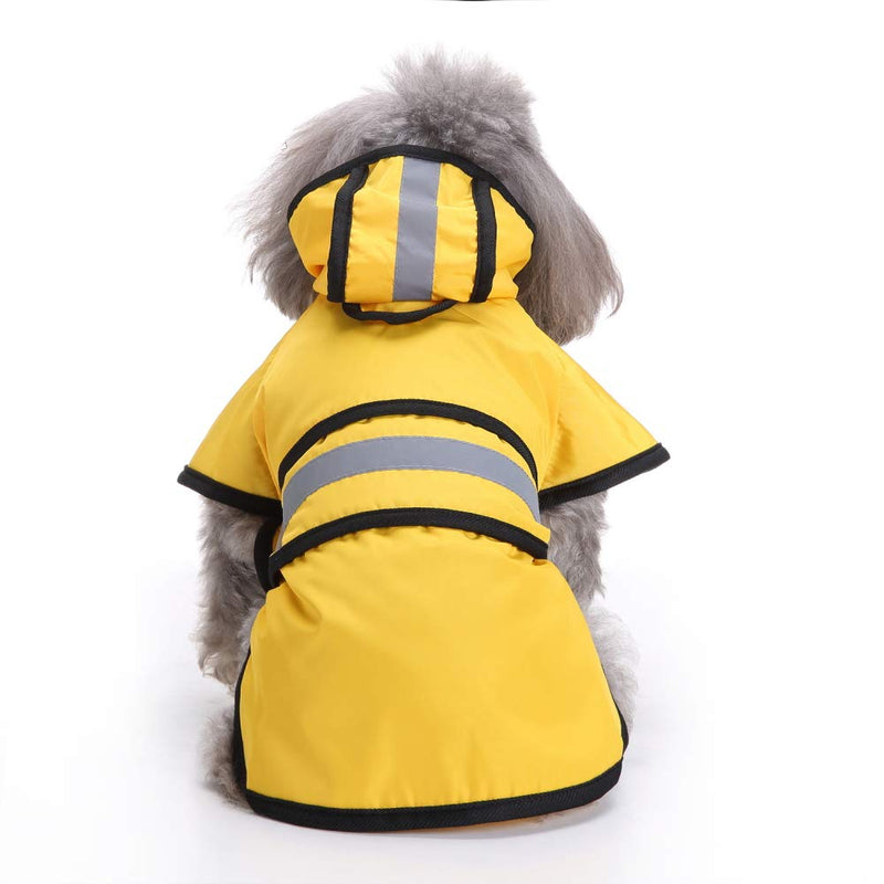 [Australia] - boxod Fashion Pet Rainy Days Slicker Raincoat Ajustable Pet Waterproof Clothes Lightweight Rain Jacket Poncho Hoodies with Strip Reflective S Yellow 