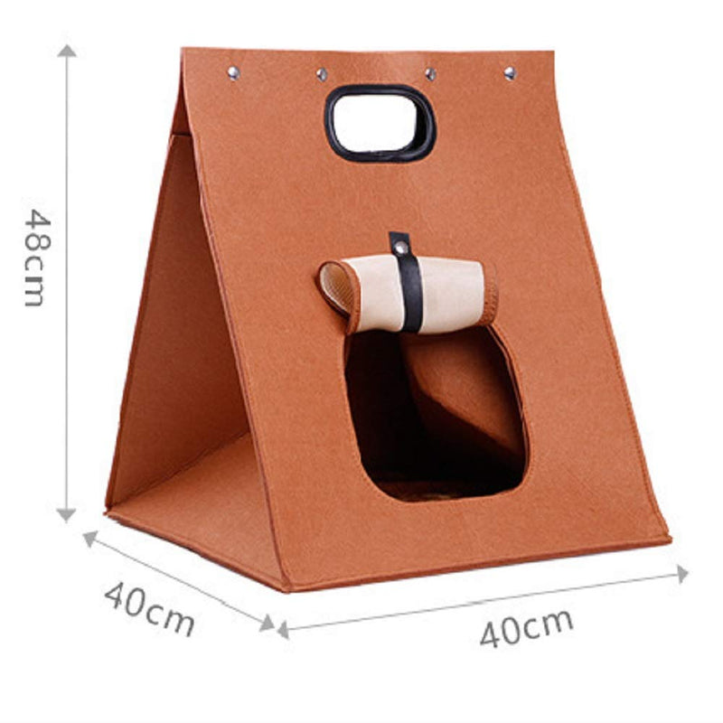 [Australia] - LaooDa Multi-Functional Pet Cat House Bed Portable Small Dog Carrier Soft Felt Pet Accessories Brown 